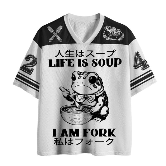 Life Is Soup I Am Fork Frog Jersey - Front