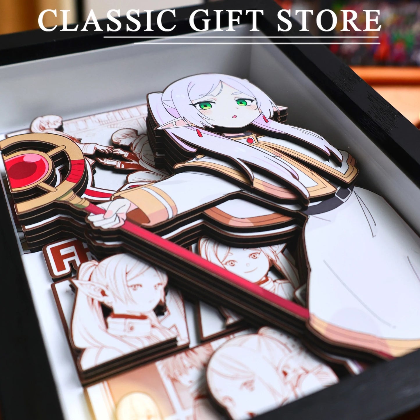 Frieren 3D Shadow Box | Beyond Journey's End Layered Paper Art – Anime Gift UK